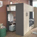 Parisot Stim2 Hochbett Etagenbett Mit Bettschubkasten  Kleiderschrank/Wäscheschrank Intended For Hochbett Mit Kleiderschrank