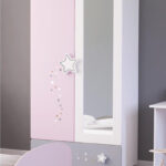 Savannah I Kinder Kleiderschrank, 2 Türig, 95X186,6X51,6Cm (Bxhxt),  Pastellfarben (Weiß/Grau/Rosa), Aus Spanplatte & Mdf, Mit Sternmotiv,  Sterngriffen Intended For Kleiderschrank Für Mädchen