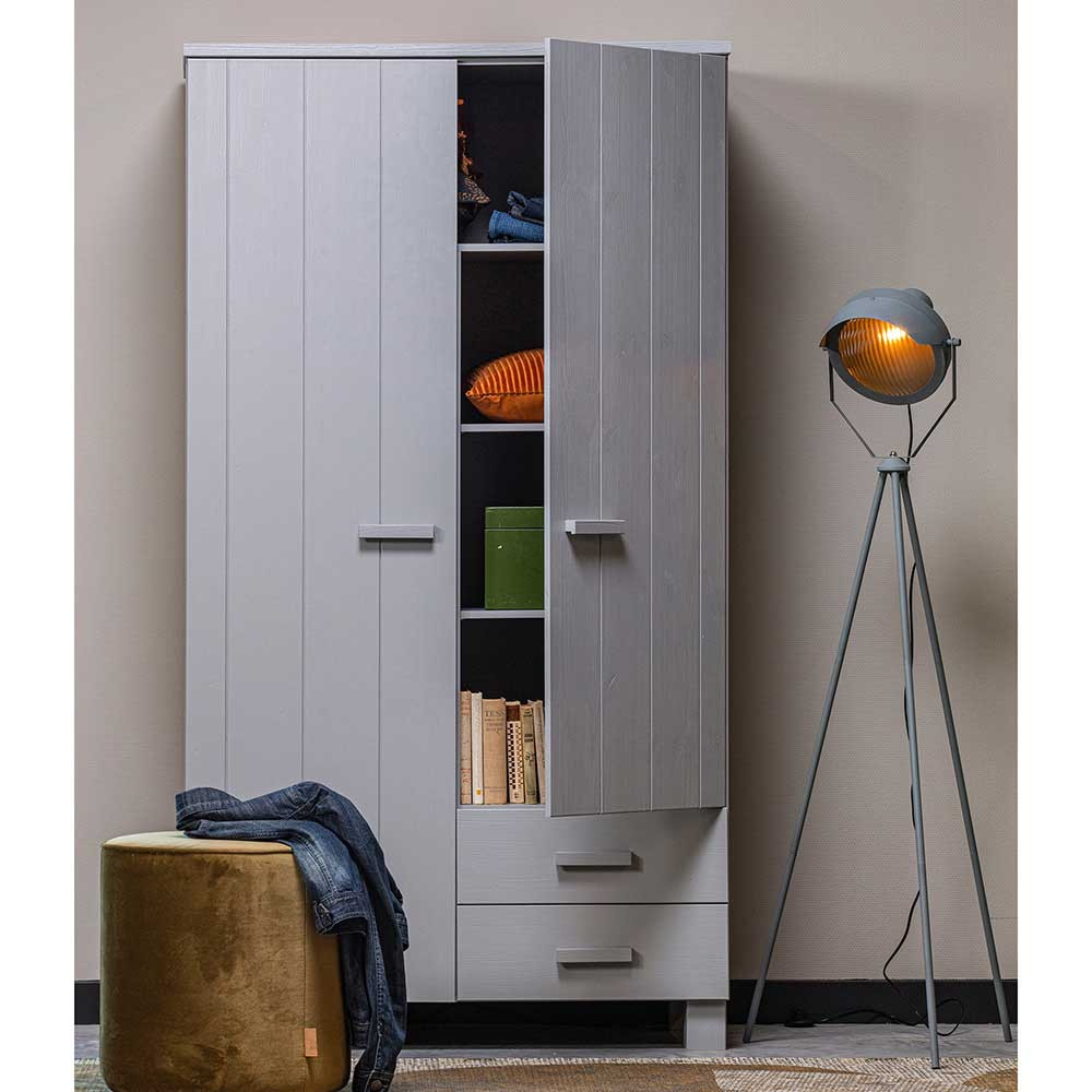 Schlafzimmer Schrank Aus Holz Grau Lackiert - Tastria for Kleiderschrank Grau Holz