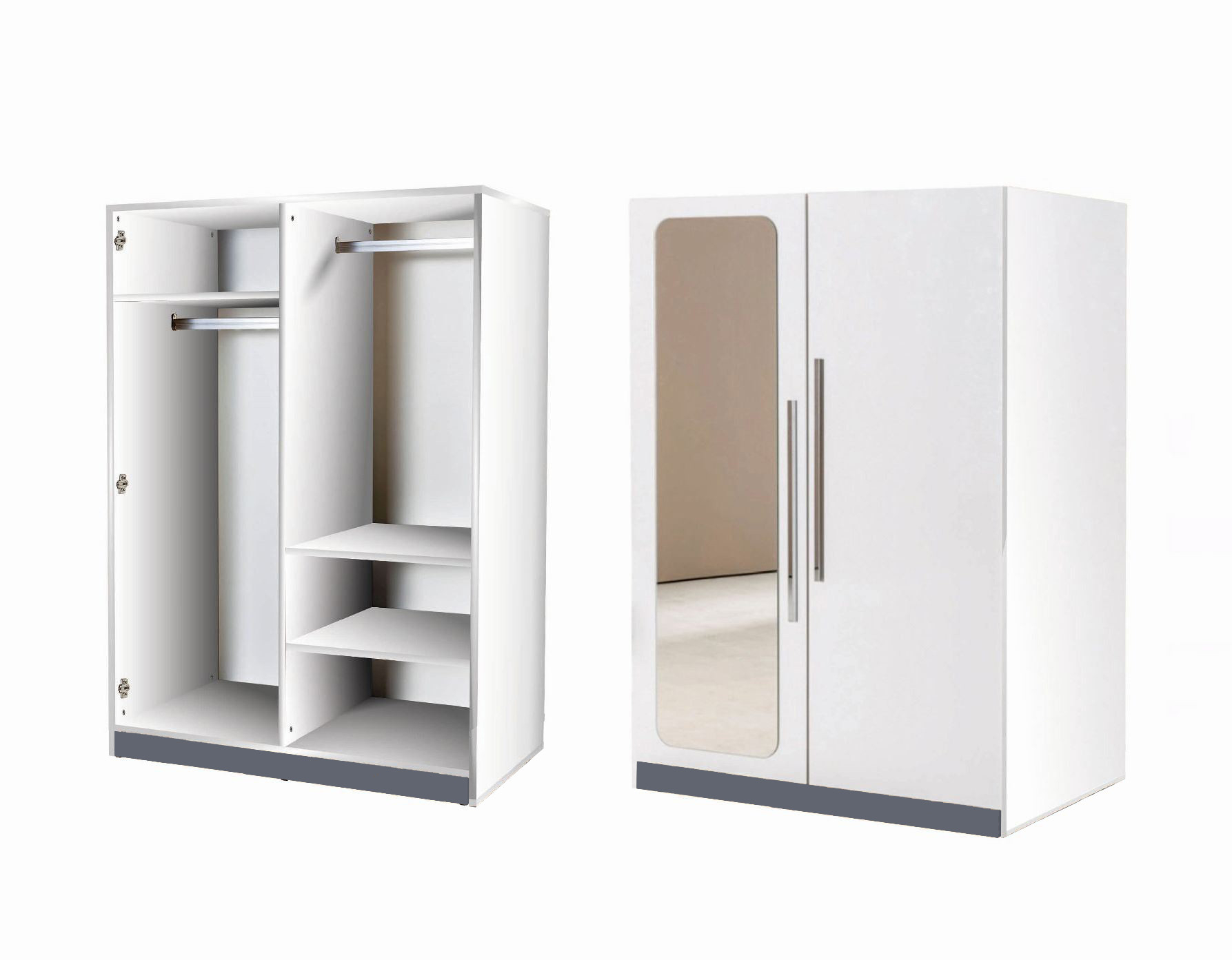 Schrank Compact 2-Türig Mit Spiegel inside Kleiderschrank Halbhoch