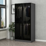Skye-Decor Kleiderschrank, Schwarz Und Anthrazit, 90 X 190 X 52 Cm, Kale  Glass, Melaminbeschichtete Spanplatte, Modern, Elegant, Großer Stauraum inside Kleiderschrank 190 Hoch