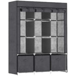 Stoffschrank, Faltschrank Mit Reißverschluss, Kleiderschrank, Dunkelgrau With Regard To Kleiderschrank Mit Reißverschluss