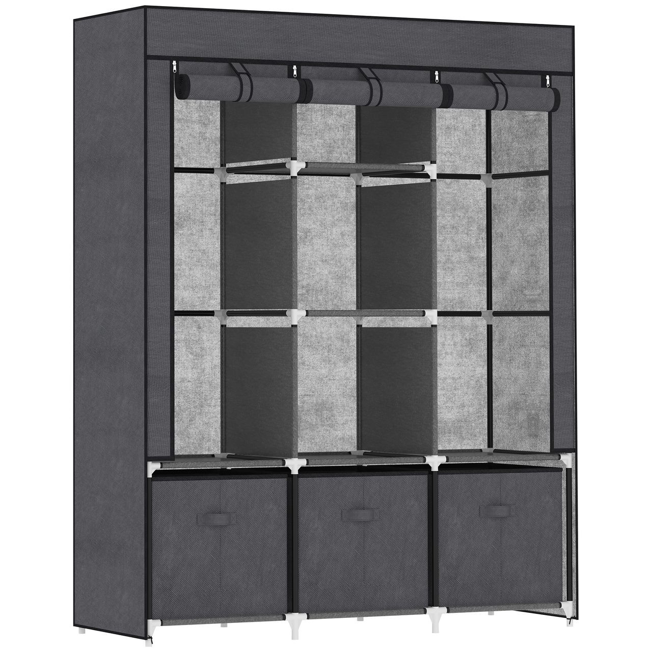 Stoffschrank, Faltschrank Mit Reißverschluss, Kleiderschrank, Dunkelgrau with regard to Kleiderschrank Mit Reißverschluss