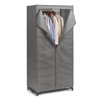 Textil-Kleiderschrank Graues Vlies - 16 Fächer in Vlies Kleiderschrank