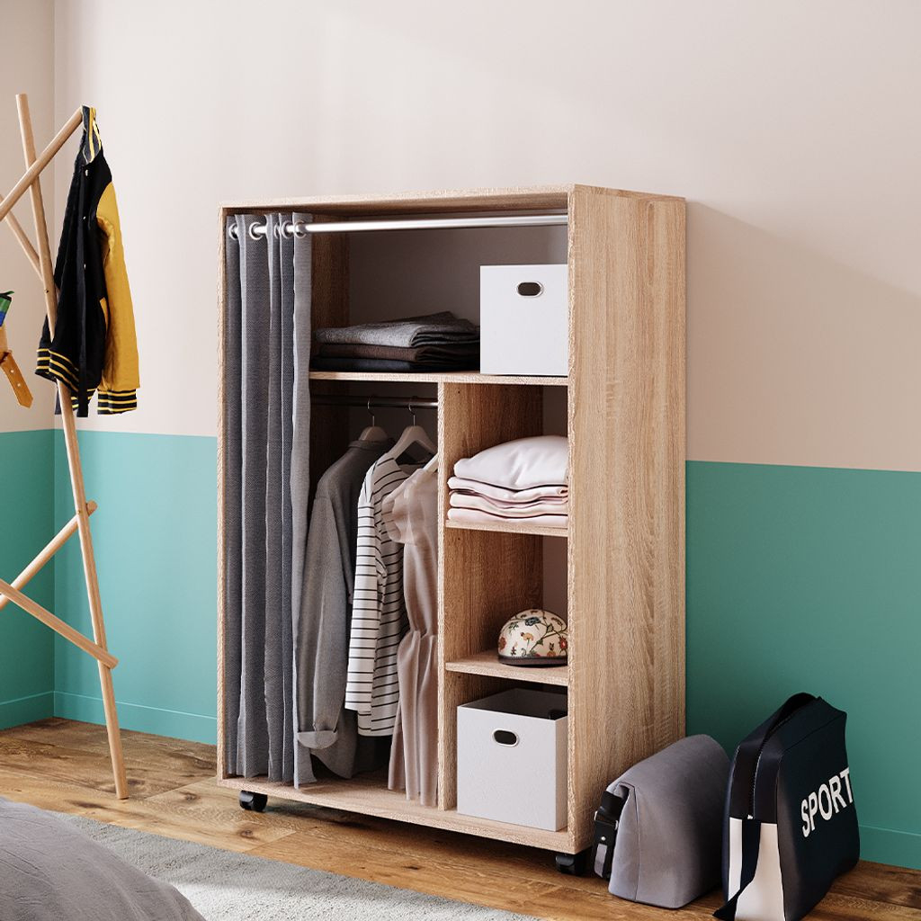 Vicco Kleiderschrank Doros, 100 X 146.6 Cm Mit Rollen, Sonoma for Vicco Kleiderschrank