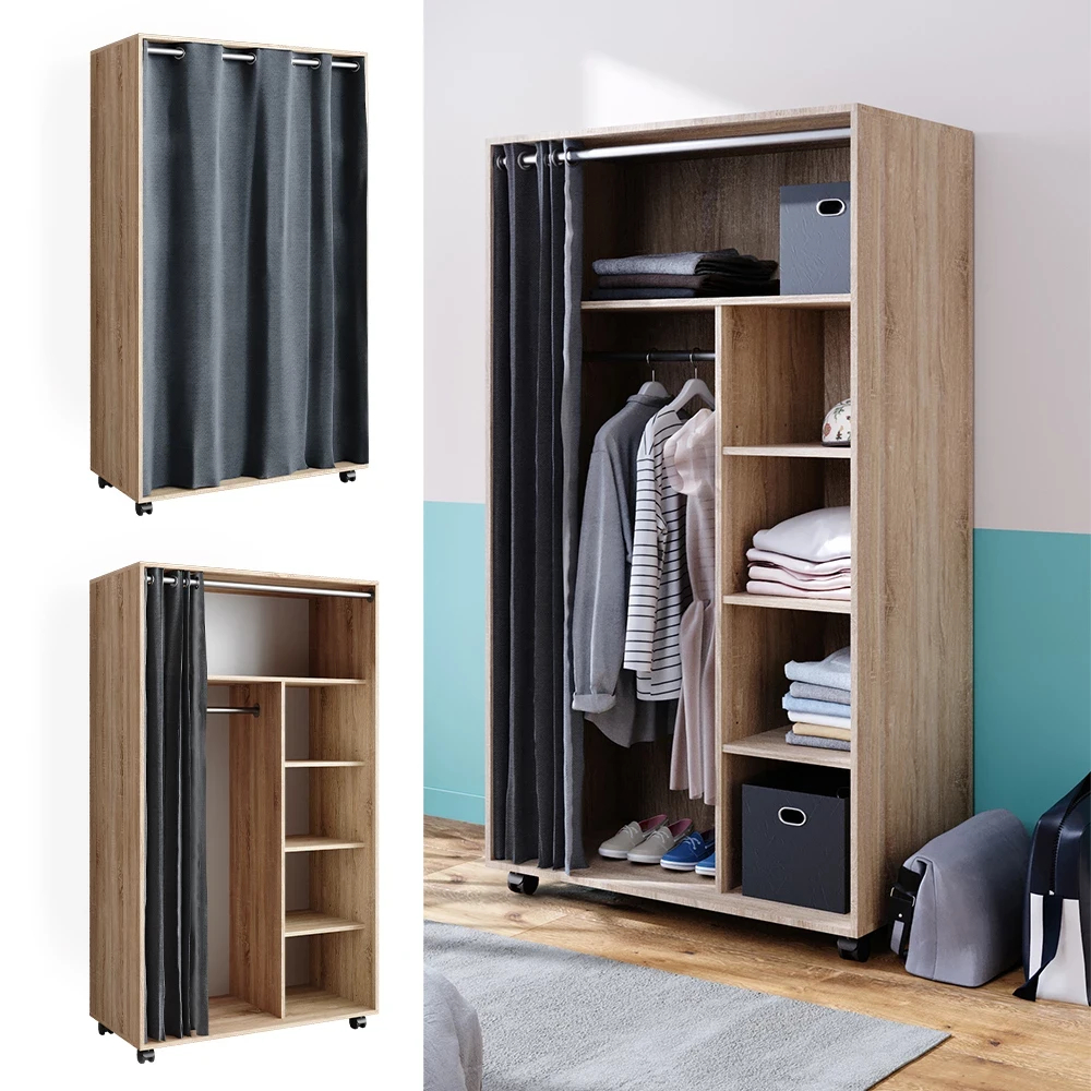 Vicco Kleiderschrank Sonoma 100 X 168 Cm Offen, Mit Rollen, Doros Inside Vicco Kleiderschrank