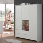 Weißer Kinder Kleiderschrank 3 Türig & 2 Fächer – Mauricia I For Kleiderschrank Weiß  Knderzimmer