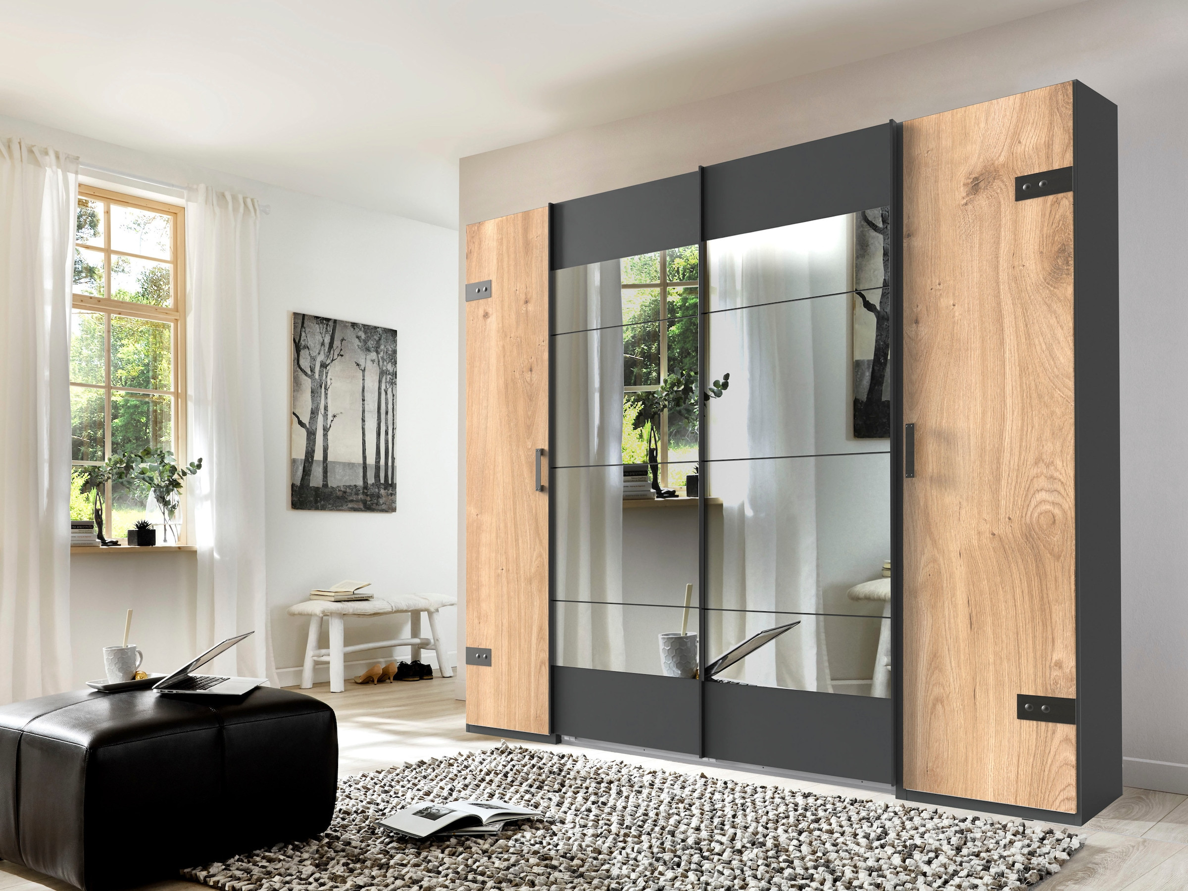 Wimex Schwebetürenschrank »Stockholm, Schlafzimmerschrank Mit  Industrial-Look, Rustikale Optik«, Kleiderschrank Mit Spiegel Bestseller  Schrank regarding Wimex Kleiderschrank