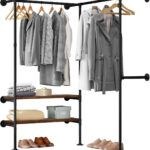 Woltu Offener Kleiderschrank Rohre,Kleiderstange Mit Regalen Wandmontage  ,Industriell For Kleiderschrank Stange