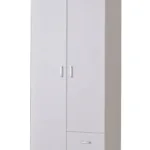 Zweitüriger Kleiderschrank Mit Zwei Schubladen Kovin 10, Farbe: Weiß, Eine  Kleiderstange, Fünf Fächer, Maße: 205 X 80 X 52 Cm, Für Schlafzimmer Pertaining To Zweitüriger Kleiderschrank